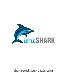 little shark logotype, a wild and danger fish of the sea