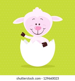 Little sheep in a big egg