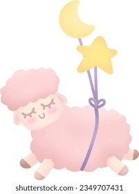 little sheep floating in a dream