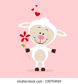 Little sheep with flower.