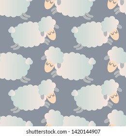 little sheep seamless pattern. vector illustration in pastel colors