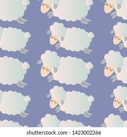 little sheep seamless pattern. vector illustration in pastel blue