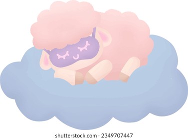 little sheep sleeping on the clouds