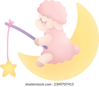 little sheep sleeps well on the moon