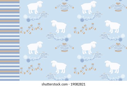 little sheeps knitting pullovers,  combined with ringel pattern