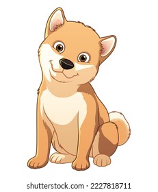 Little Shiba Inu Dog Cartoon Animal Illustration