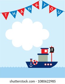 little ship boat thank you card