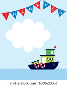little ship boat thank you card