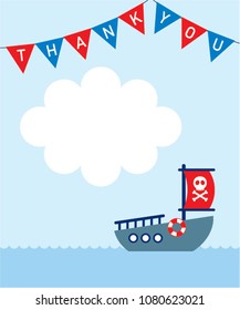 little ship boat thank you card
