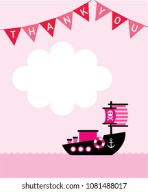 little ship boat thank you card