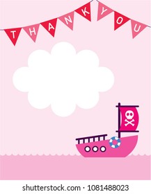 little ship boat thank you card