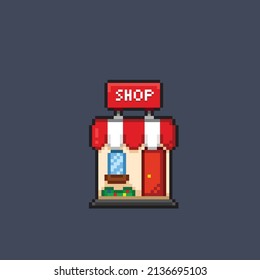 little shop building in pixel style