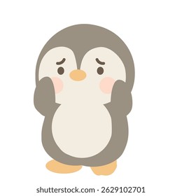 Little Shy Pinguim Desenho Animado Doodle animal personagem