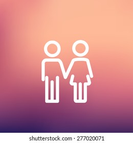 Little siblings icon thin line for web and mobile, modern minimalistic flat design. Vector white icon on gradient mesh background.