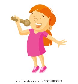 Little singer girl vector illustration