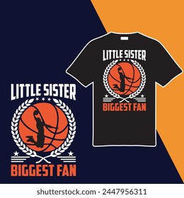 Little Sister Biggest Fan t-shirt design. vector illustration svg