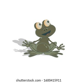 Little sitting smiling frog Vector illustration on a white background.