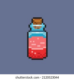 Flasche mit kleinen Töpfen im Stil der Pixelkunst 