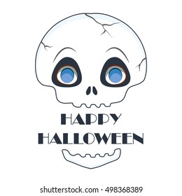 Little skull with Happy Halloween text in his mouth