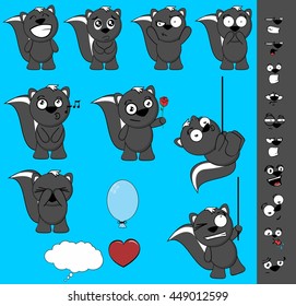 little skunk cartoon expression set in vector format very aesy to edit