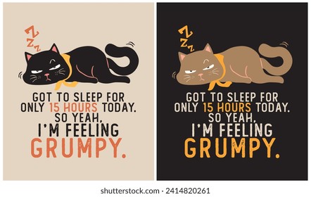 Little Sleep, Cat Lover, Vector Illustration