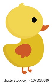 A little small chicken in yellow color with cute red beak vector color drawing or illustration