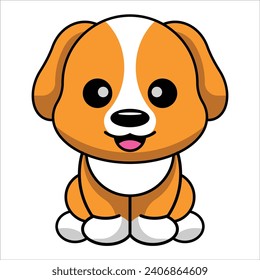 little small dog smiling, vector design, adobe illustrator  