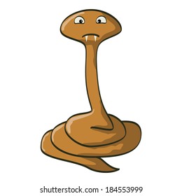 Little small shadowed angry snake on the white background. Vector illustration.