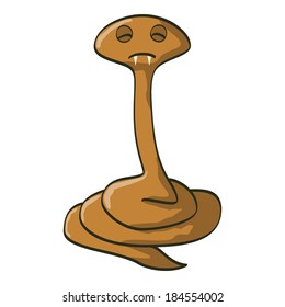 Little small sleeping shadowed snake on the white background. Vector illustration.
