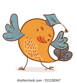 little smart chick  vector illustration on white background