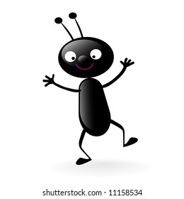 little smiling bug vector illustration isolated on white