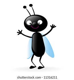 little smiling bug vector illustration isolated on white