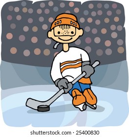 Little smiling hockey player