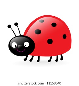 little smiling ladybug vector illustration isolated on white