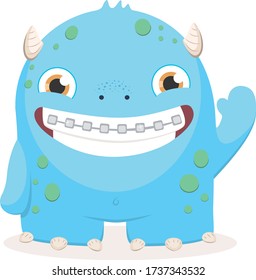 Little smiling monster with braces