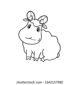 Little smiling ram vector children illustration