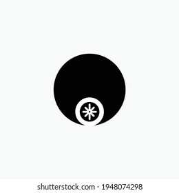 Little Snow In Black Circle Logo. Space Moon Star Astronomy Eclipse Abstract Sun Dark Abstrak, Vector, Symbol, Logo, Icon, Sign, Illustration Minimalist.