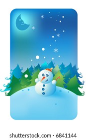 little snowman in the forest