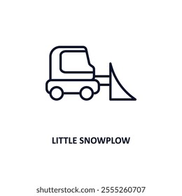 little snowplow outline icon.  Thin line icon from construction collection. Editable vector isolated on white background