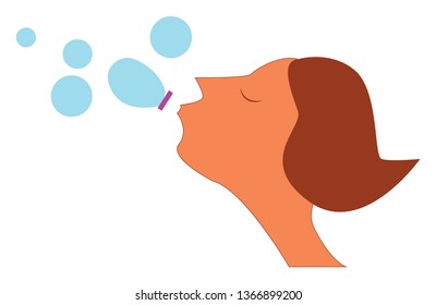 A little with soap bubble vector or color illustration