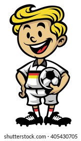 Little soccer player posing with the ball