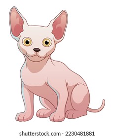 Little Sphynx Cat Cartoon Animal Illustration