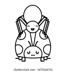 little spider and ladybug insects kawaii characters