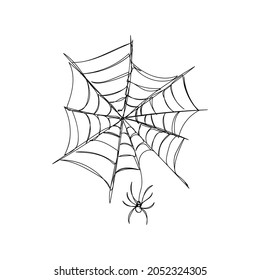 Kleine Spinne webt eine Web-One-Line-Kunst. Kontinuierliche Linienzeichnung von halloween Thema, gotisch, schrecklich, beängstigend, schwarze Witwe, Karakurt, Tarantula.