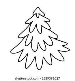 Little Spruce. Vector drawing. Tree icon. Cartoon Christmas tree. Isolated doodle. Design element