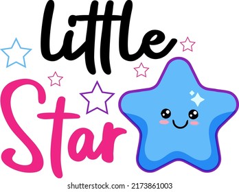 Little STAR Baby Funny t shirt and mug design vector illustration