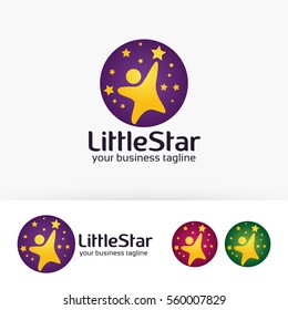 Little Star Logo Design. Kid, Children, Charity And Community Logo Concept. Vector Logo Template