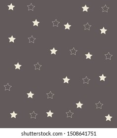 little star seamless pattern full and outline