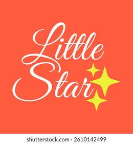 Little star text. Isolated lettering on orange background. Vector illustration