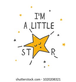 I am a little star typography vector for print design.